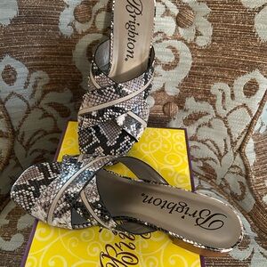 Brighton Women's Snakeskin Sandals - Brown & Cream